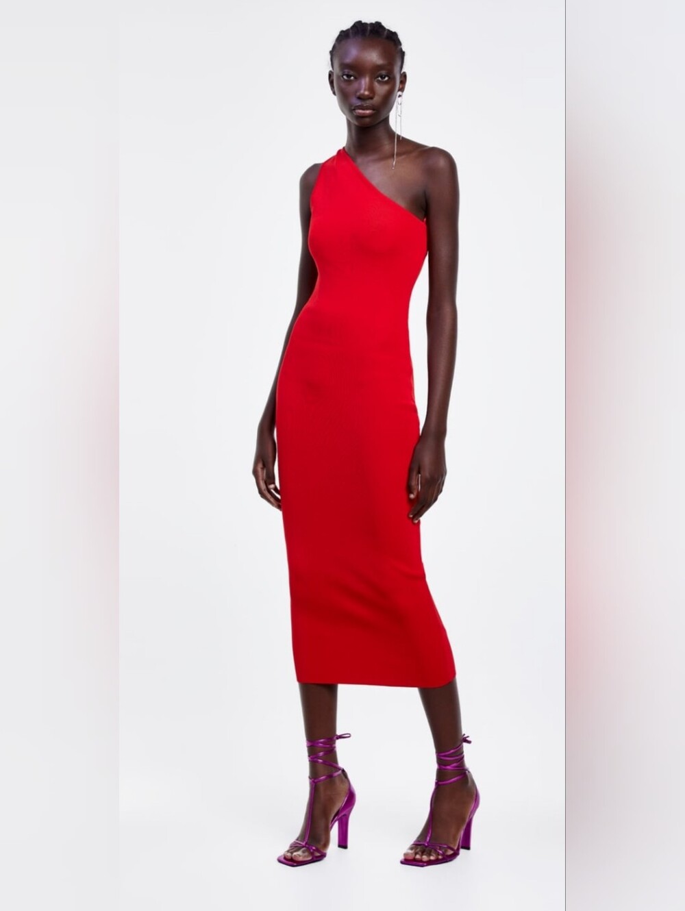 Zara Red Bodycon Midi Dress  Size Small
